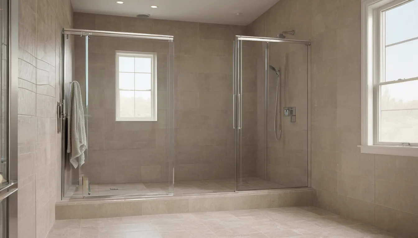 Bright home bathroom in the Parma area with a new low-threshold walk-in shower, glass door, seat, and grab bar